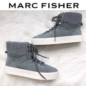 Marc Fisher High Top Faux Fur Platform Sneakers Shoes Women's Size 6.5